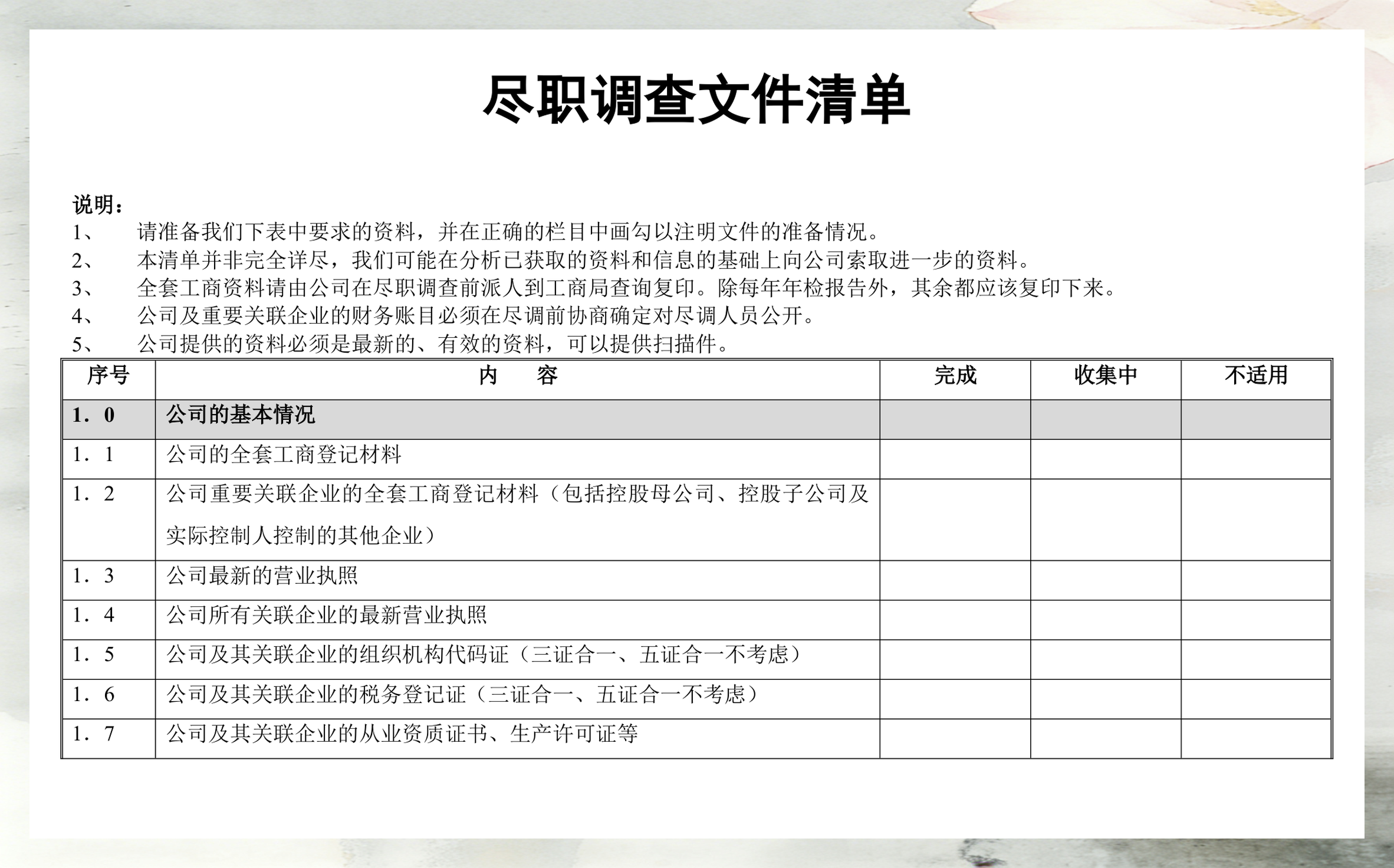 尽调清单模板定制(尽调资料清单如何提供)德令哈市
